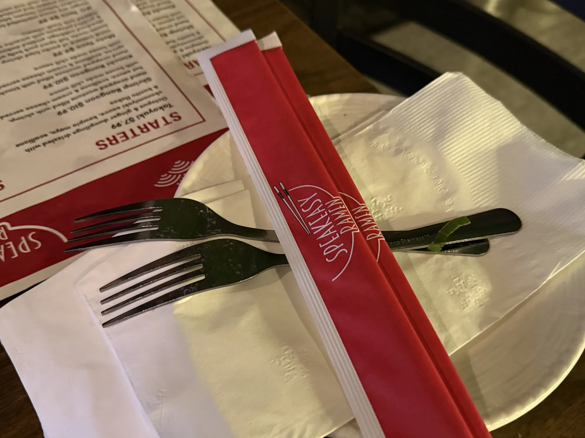 Used forks at Speakeasy Ramen